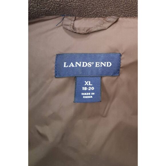 Lands end womens xl puffer down feather coat dark brown winter jacket chocolate - Picture 7 of 11